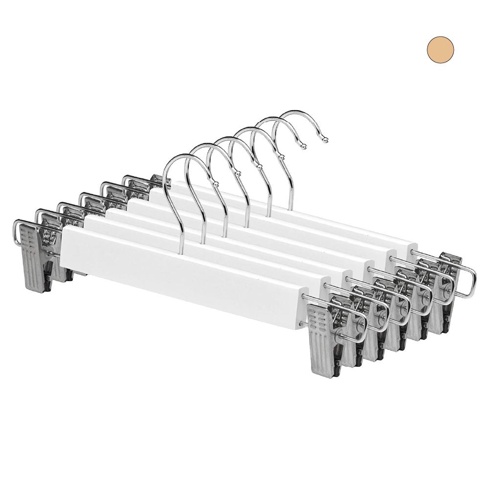 Percha de madera recta con pinzas metal