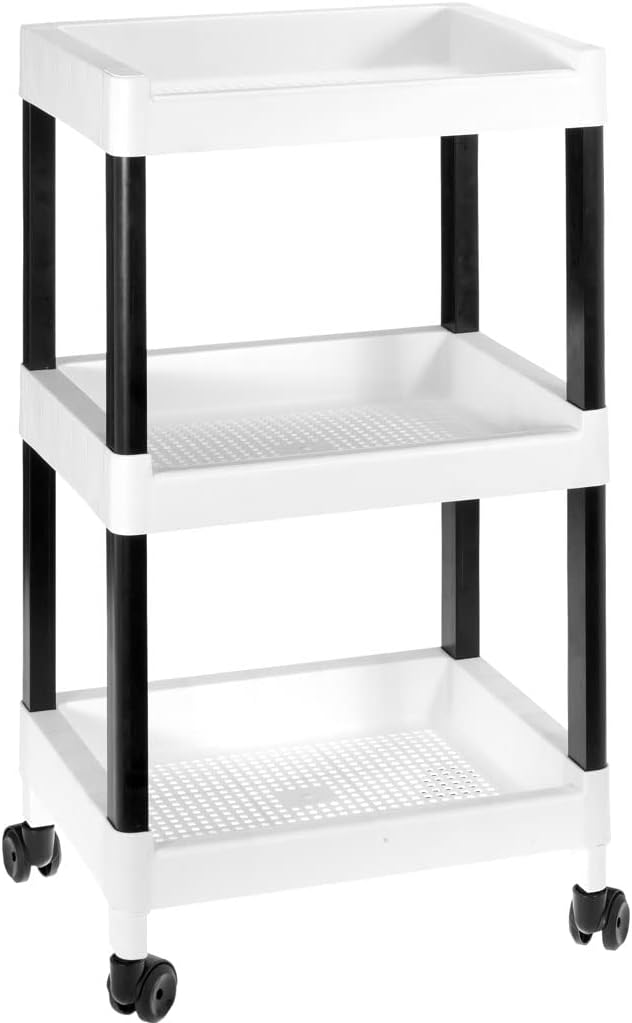 COM-FORT HOUSE- Carrito multifunción- Carro de Almacenamiento con Ruedas - 3 Niveles - Carro Auxiliar móvil Almacenamiento para Cocina, Baño o Negocios - Color Blanco