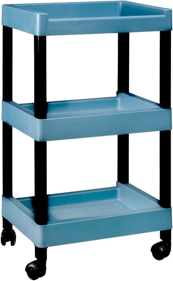 COM-FORT HOUSE- Carrito multifunción- Carro de Almacenamiento con Ruedas - 3 Niveles - Carro Auxiliar móvil Almacenamiento para Cocina, Baño o Negocios - Color Azul