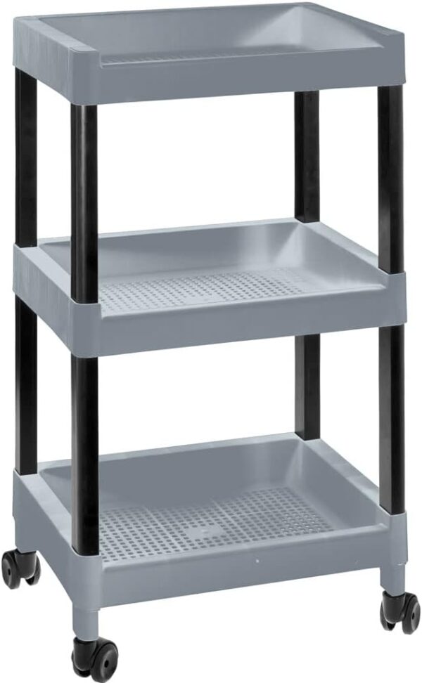 COM-FORT HOUSE- Carrito multifunción- Carro de Almacenamiento con Ruedas - 3 Niveles - Carro Auxiliar móvil Almacenamiento para Cocina, Baño o Negocios - Color Plata