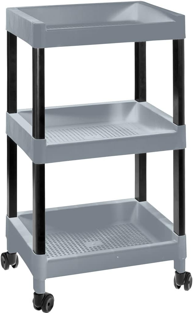 COM-FORT HOUSE- Carrito multifunción- Carro de Almacenamiento con Ruedas - 3 Niveles - Carro Auxiliar móvil Almacenamiento para Cocina, Baño o Negocios - Color Plata