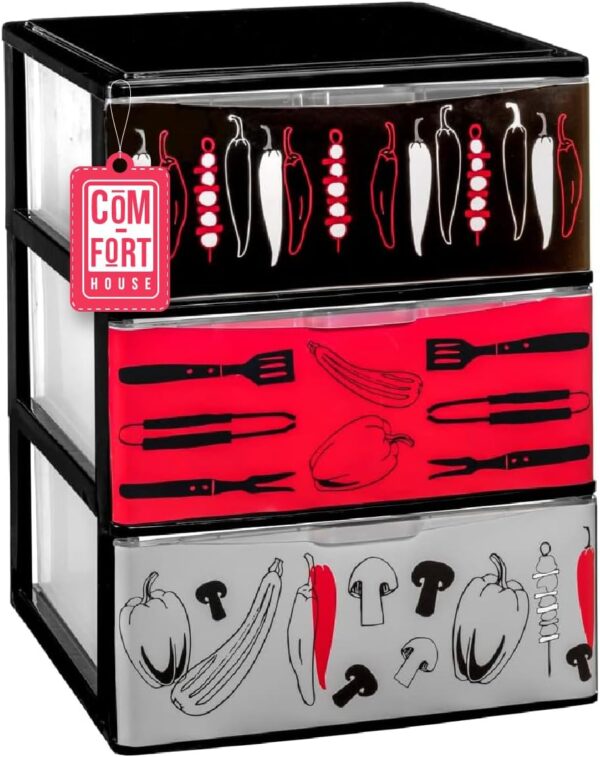 COM-FORT HOUSE | Cajonera Apilable de Plástico | Modelo Iris | Diseño Cocina | Modelo de 3 Cajones | Cajones de Almacenamiento Modular