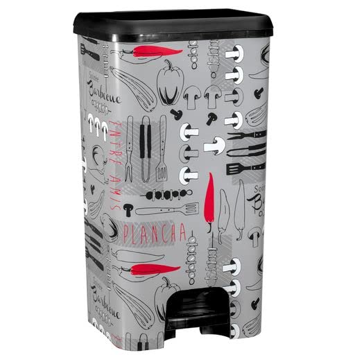 COM-FORT HOUSE | Cubo de Basura con Pedal | Capacidad de 37 litros | Cubo Reciclaje | Color Metalizado Cocina | Cubo de Basura Orgánico Cocina | 1 unidad | Piezas Extraíbles | Limpieza Fácil