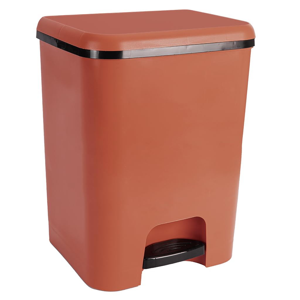 COM-FORT HOUSE | Cubo de Basura con Pedal | Capacidad de 26 litros | Cubo Reciclaje | Color Marrón teja | Limpieza Fácil