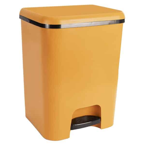 COM-FORT HOUSE | Cubo de Basura con Pedal | Capacidad de 26 litros | Cubo Reciclaje | Color Mostaza | Limpieza Fácil