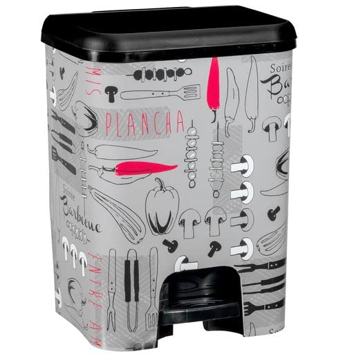 Cubo de Basura Pedal | Capacidad de 26 litros | Cubo Reciclaje| Decoración Cocina | Color Negro | Cubo de Basura Cocina Piezas Extraíbles | Limpieza Fácil